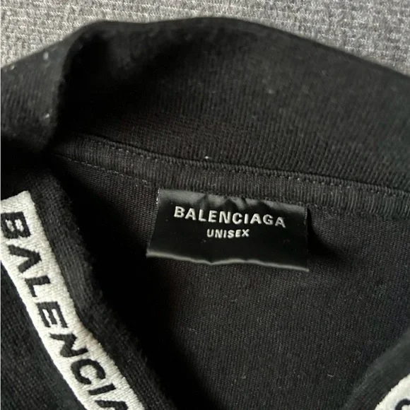 Balenciaga Black Long Sleeve Logo Tee with Red Accents - Picture 3 of 3